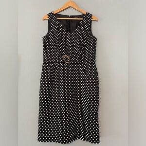 T Tahari Elegant Black and White Polka Dot Dress size 10